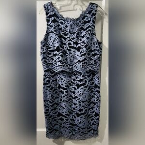 Elegant Black and Blue Lace Dress size 12